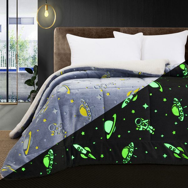 Beauty Home Κουβερτοπάπλωμα μονό φωσφοριζέ Glow Art 6268 160x220 Σιέλ - Image 2