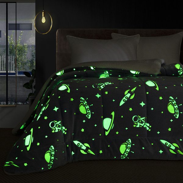 Beauty Home Κουβερτοπάπλωμα μονό φωσφοριζέ Glow Art 6268 160x220 Σιέλ - Image 3