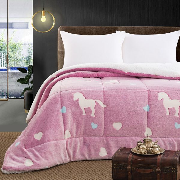 Beauty Home Κουβερτοπάπλωμα μονό φωσφοριζέ Glow Art 6272 160x220 Ροζ