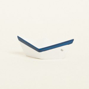 Beauty Home ΚΕΡΑΜΙΚΟ ΚΑΡΑΒΑΚΙ 7,5 x 3,5 x 3 cm ΛΕΥΚΟ / ΜΠΛΕ
