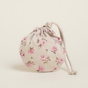 Beauty Home ΠΟΥΓΚΙ ΟΒΑΛ ΜΕ ΚΟΡΔΟΝΙ 13 x 14 cm ΜΙΝΙ ΦΛΟΡΑΛ ΜΠΕΖ